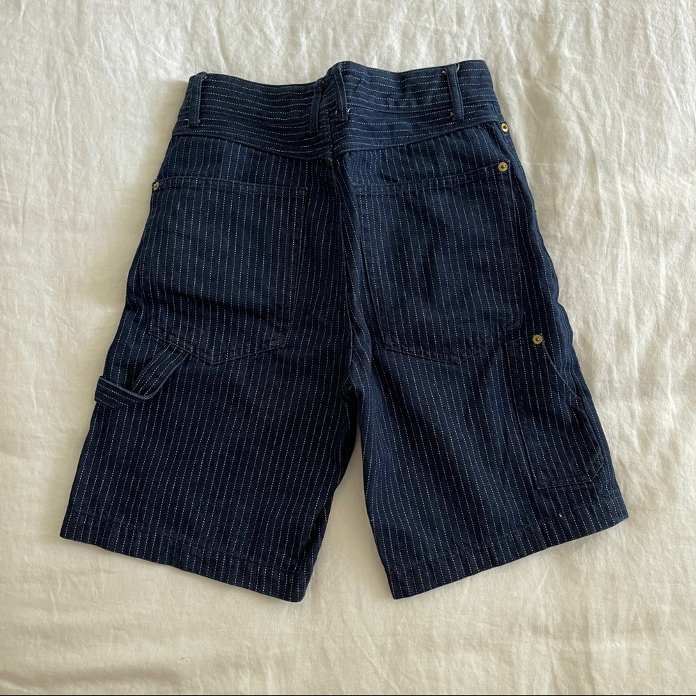 Zara Pinstripe Denim Carpenter Shorts - Picture 3 of 4
